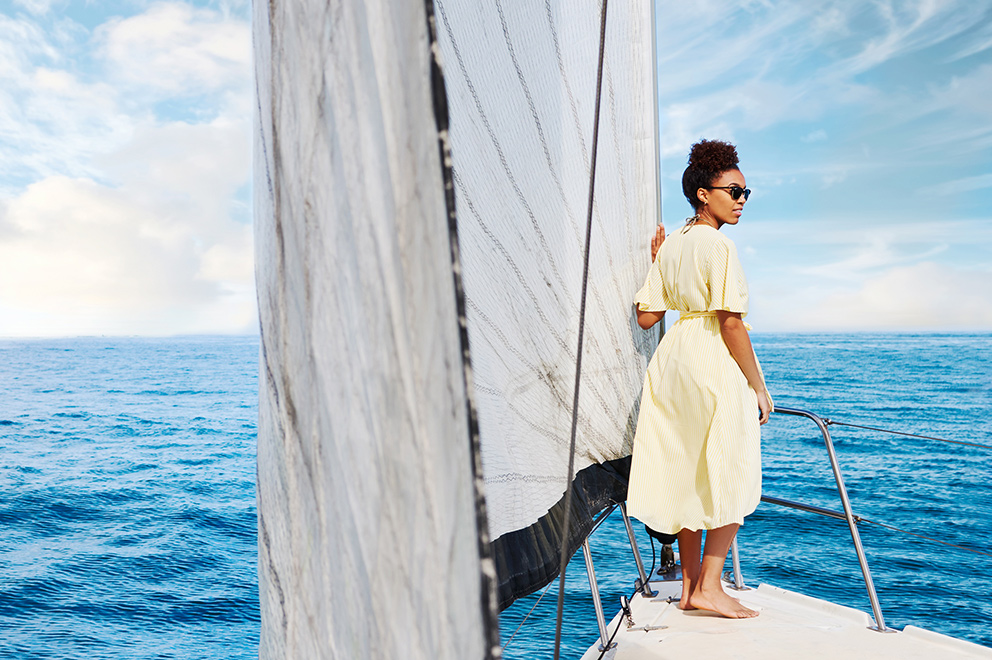 Woman on sailboat