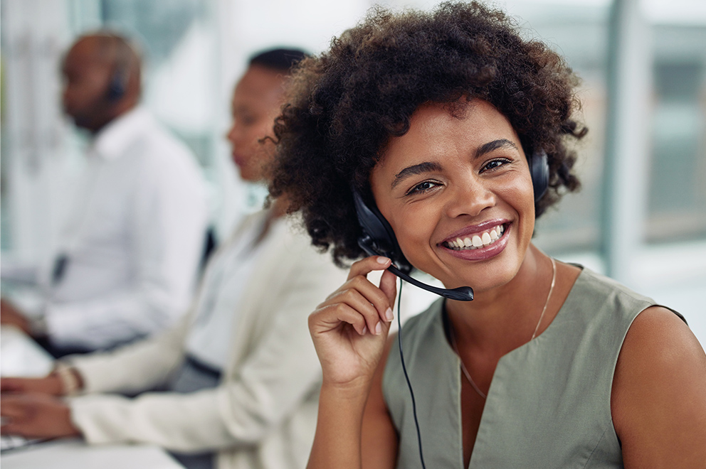 Woman smiling on phone