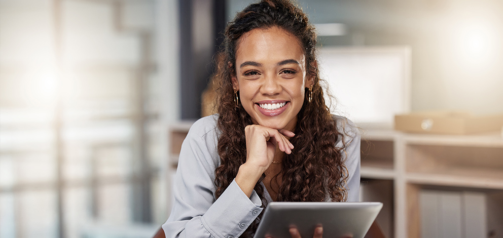 Business woman smiling