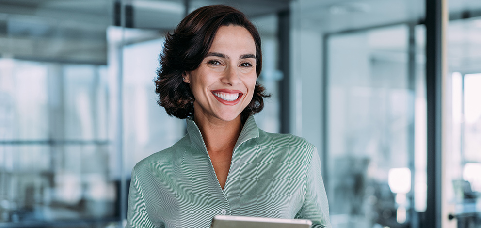 Businesswoman smiling 