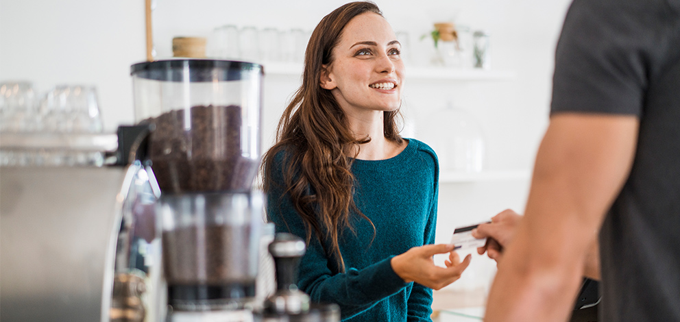 Employee accepting a card payment